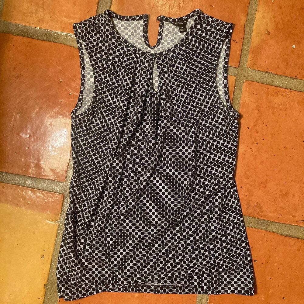 Ann Taylor Petite Black and White Blouse S